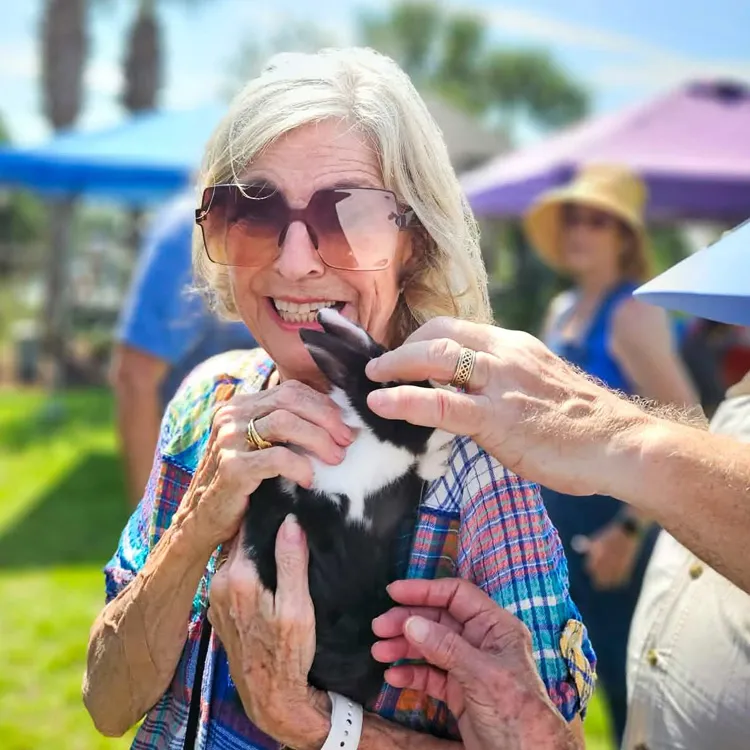 woman holding bunny